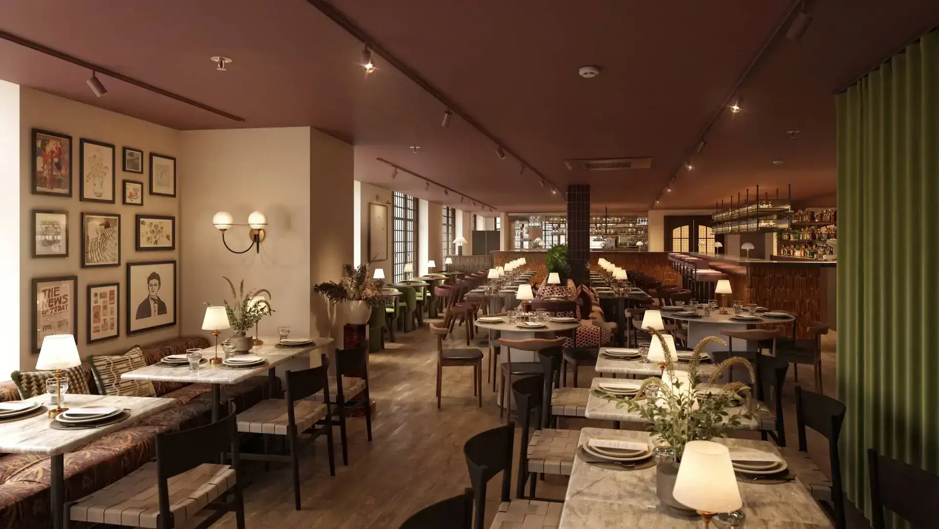 Stylish restaurant with elegant decor.